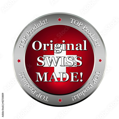 Vektor: original swiss made metallic button original swiss made metallic button