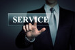 businessman touching virtual SERVICE button