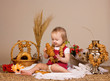 little girl eating croissant