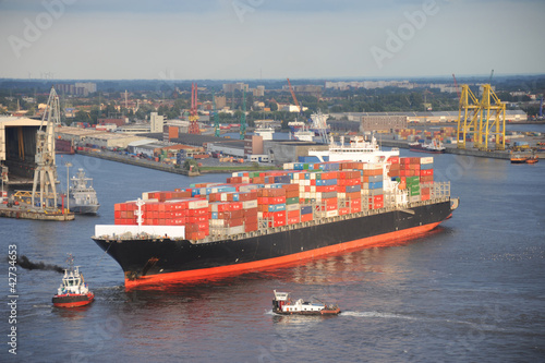 Foto: Containerschiff, Hamburger Hafen, Export, Import, Hamburg Containerschiff, Hamburger Hafen, Export, Import, Hamburg