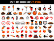 77 food and drink icons set for white background