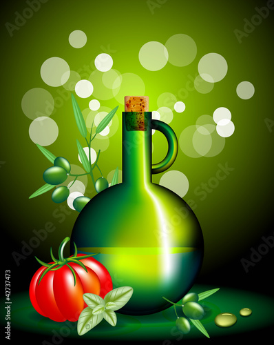 Vector: Olio, pomodoro e basilico Olio, pomodoro e basilico