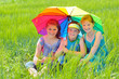 Photo: kids with umbrella on field kids with umbrella on field