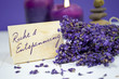 Lavendel mit Karte Ruhe & Entpannung und Kerze