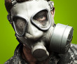soldier with gas mask