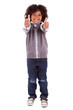 Photo: Portrait of a cute african little boy making thumbs up Portrait of a cute african little boy making thumbs up