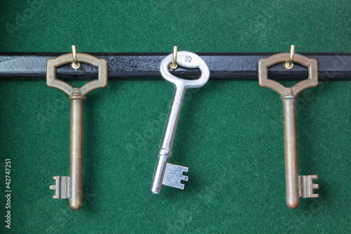 Photo: A set of keys hanging in the housekeeper. A set of keys hanging in the housekeeper.