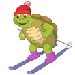 Funny Turtle. Skiing.