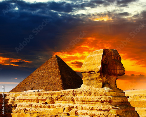Photo: Great Sphinx and the Pyramids at sunset Great Sphinx and the Pyramids at sunset