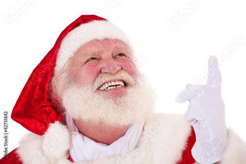Foto: Weihnachtsmann zeigt nach oben Weihnachtsmann zeigt nach oben