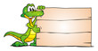 Illustration: Crocodile beside Board Crocodile beside Board