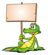 Crocodile relaxed with Board