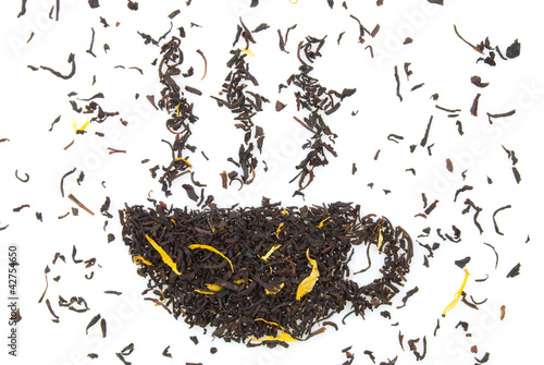 Photo: Teekrümel bilden eine Teetasse Teekrümel bilden eine Teetasse