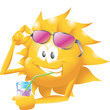 sun with drink and glasses