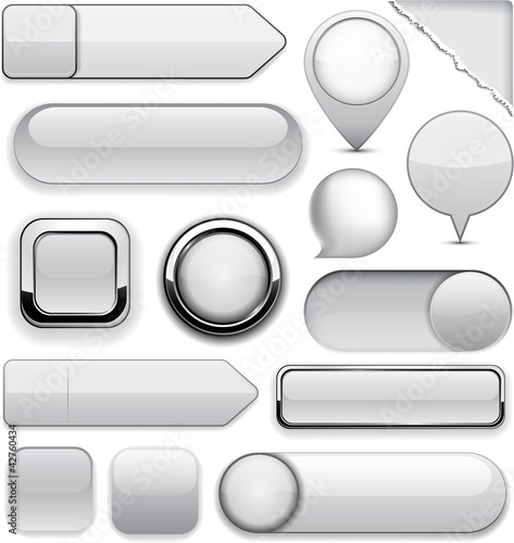 Vetor: Grey high-detailed modern buttons. Grey high-detailed modern buttons.
