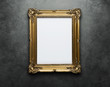 Ornate gold frame at the concrete wall with clipping path