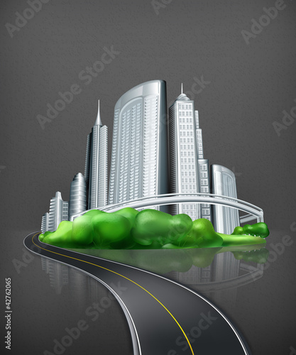 Vektor: City and road, vector City and road, vector