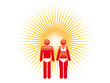 Frau und Mann mit Sonnenbrand vor strahlender Sonne