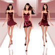 Vettoriale: Fashion models on catwalk - vector illustration Fashion models on catwalk - vector illustration