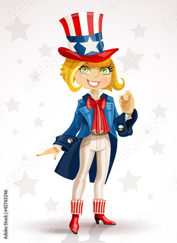 Vector: Blond girl Celebrates July 4th Blond girl Celebrates July 4th