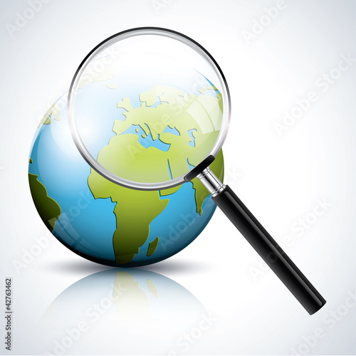 Vettoriale: Earth under a magnifier Earth under a magnifier