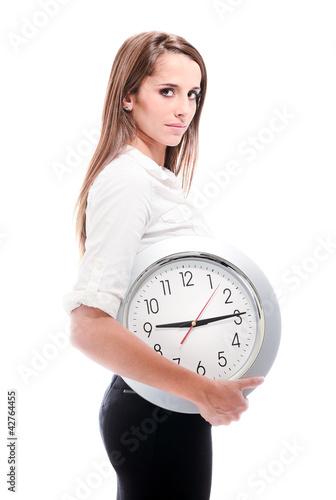 Photo: femme avec horloge femme avec horloge