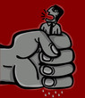 giant hand expresses employee