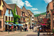 Scène urbaine à kaysersberg , Alsace (Fr).