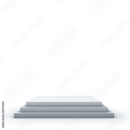 Photo: 3 steps empty square podium on white 3 steps empty square podium on white