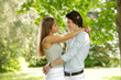 Young happy couple in the park