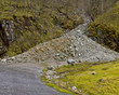 run-down road in rural landscape