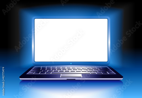 Vektor: Laptop in the dark for your message Laptop in the dark for your message