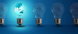 map glow among other light bulb on a blue background