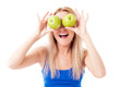 Photo: woman holding two apples woman holding two apples