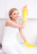 housewife cleaning furniture