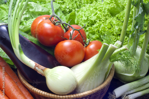 Photo: Vegetables organic assortments in the garden Vegetables organic assortments in the garden