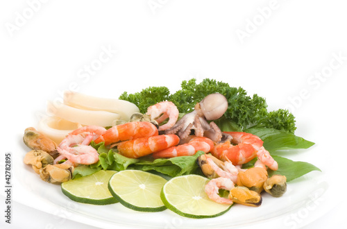 Photo: Raw cocktail of seafood with vegetables Raw cocktail of seafood with vegetables
