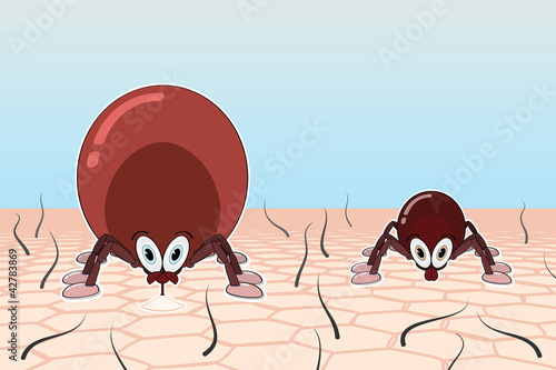 Vector: Ticks in pasture Ticks in pasture
