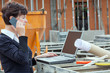 Civil engineer with a laptop on site