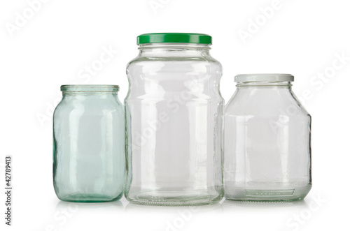 Photo: Glass empty jar isolated on white Glass empty jar isolated on white