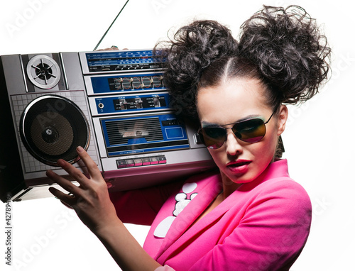 Photo: Girl with a tape recorder Girl with a tape recorder