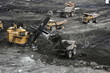 earth moving equipment in an open cast mine