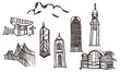 Vector: Hong Kong landmarks in hand sketch style Hong Kong landmarks in hand sketch style