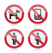 No dogs, No mobile phones, No men, No women warning sign .