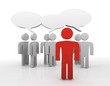 Discussion, blank speech bubbles, 3d people
