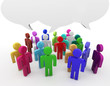 Discussion, blank speech bubbles, 3d people