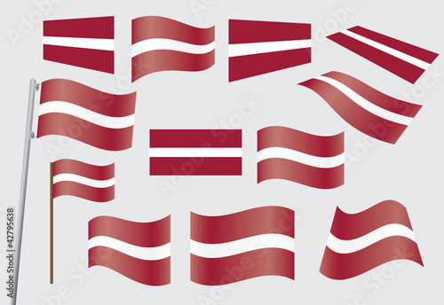 Vektor: set of flags of Latvia vector illustration set of flags of Latvia vector illustration