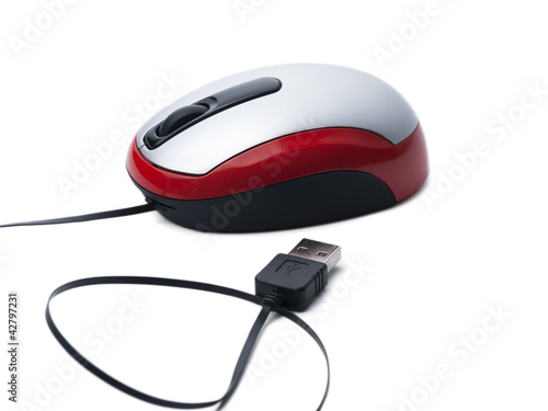 Photo: rot_weiss_schwarz_silberne_computer_maus rot_weiss_schwarz_silberne_computer_maus