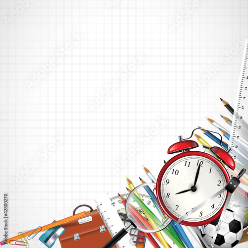 Vektor: School supplies - background School supplies - background