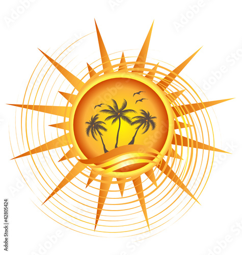 Vector: Gold tropical sun logo design Gold tropical sun logo design